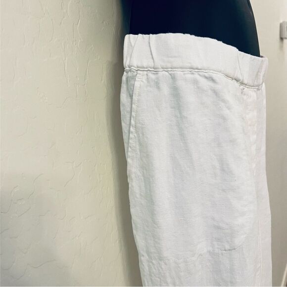 J. Jill love linen white linen flat front Elastic Waist Rilled Cuff Hem medium - Picture 5 of 9